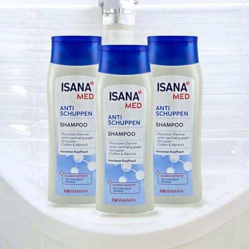 Med Anti-Schuppen Shampoo von Isana Med mit Piroctone Olamine, Coffein & Menthol Für Trockene Kopfhaut 200 ml 3er Pack