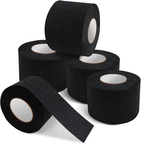 5 Rolls Black Disposable Barber Neck Strips Stretchy Paper Neck Strips for Haircut Styling Professional Salon Barber Accessories