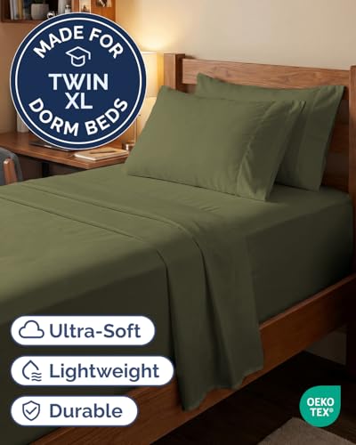 Image of Extra Deep Twin XL Sheet Set - 4 Piece College Dorm Bed Sheets Set with Extra Deep Pockets - Ultra-Soft, Comfy & Breathable Bedding for Women, Men, Kids & Teens - Wrinkle & Fade Resistant - Sage Green