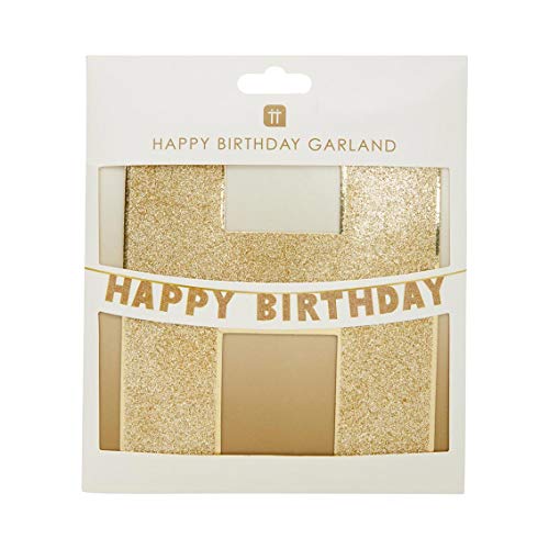 Talking Tables 3 metres Party Decorations Glitter Finish-Stylish and Impactful, Gold Happy Birthday Garland. 3M, LUXE-GARLAND-HB