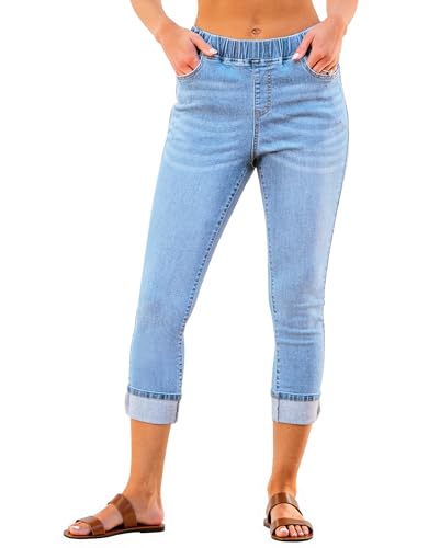 Vetinee Women's Jeans Cropped Jeans for Women UK Blue Vibe Size Medium Fits UK 12-14