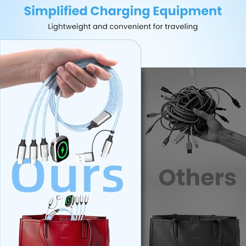 Image of 4in2 3 X USB C Cable Multi Charging Cable for iWatch Charger, 5FT 2PCS
