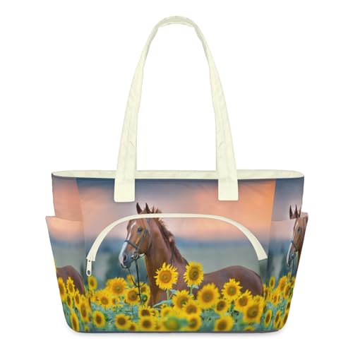 Sac fourre-tout matelassé léger à motif cheval et grande capacité