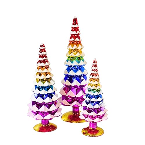 Cody Foster Rainbow Gradient Trees Set / 3 Glass Decor Decorate Mantle - 3 Glass Trees 16 Inches - Cd1809r - Multicolored
