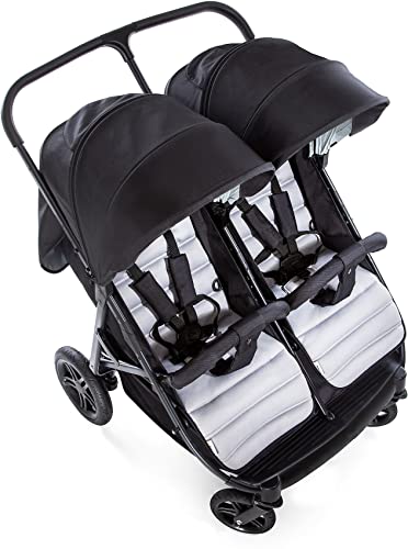 Hauck Rapid 3R Duo Geschwisterwagen bis 36 kg (Kinder 2x15 kg, Korb 2x3 kg) mit Liegefunktion ab Geburt, Kompakt faltbar, Große Räder, inkl. Adapter für zwei Hauck Autositze - schwarz grau