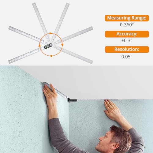 Neoteck NTKTL800-US 12 Inch/30Cm Stainless Steel Digital Angle Finder Protractor Ruler thumb #2