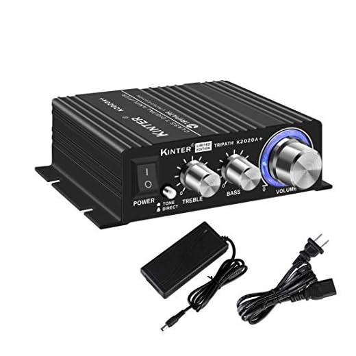 Kinter K2020A+ Limited Edition Original Tripath TA2020-020 Class-T Hi-Fi Audio Mini Amplifier with 12V 5A Power Supply Black