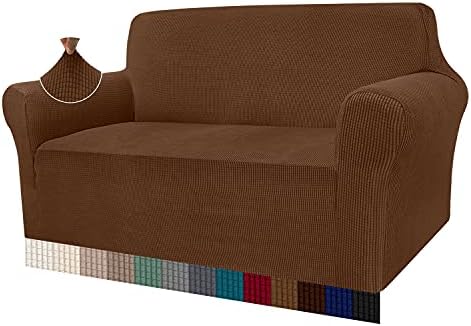 Granbest High Stretch Sofa Covers 4 Seater Super Soft Extra Large Couch Covers for Dogs Pets Cats Jacquard Spandex Non Slip Sofa Slipcover Furniture Protector with Elastic Bottom (4 Seater, Gray)