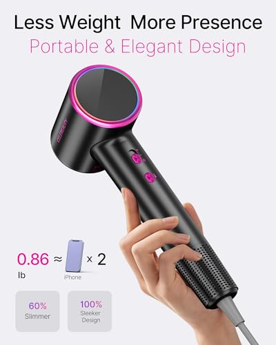 Image of Hair Dryer Blow Dryer with Magnetic Diffuser & Nozzle, 110000 RPM Brushless Motor Ionic Hairdryer for Fast Drying & Frizz Control, Lightweight Low Noise Blowdryer for Home Travel, All Hair Types