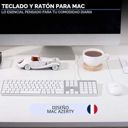 Teclado Mac y ratón USB-C de Bluestork con distribución AZERTY francesa 2