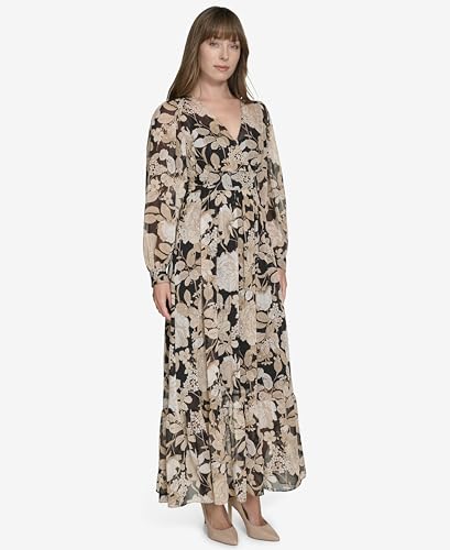 Robe maxi Tommy Hilfiger noir et sable en taille 34 au design raffiné de luxe - 2