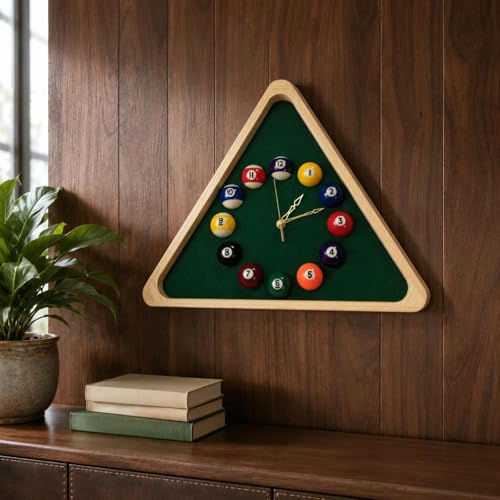 Horloge billard triangulaire en bois, le cadeau idéal pour passionnés de jeux - 6