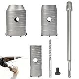 Zuxbolf 3 Pz Carotatrice a Tazza per Muro Punta Trapano da 30/40/50mm,Fresa Carotatrice a Tazza con Asta di Collegamento da 33cm per Mattoni, Calcestruzzo, Pietra