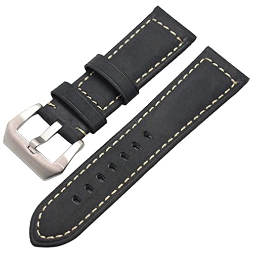 Bracelet de montre en cuir véritable 22mm 24mm pour homme et femme vintage
