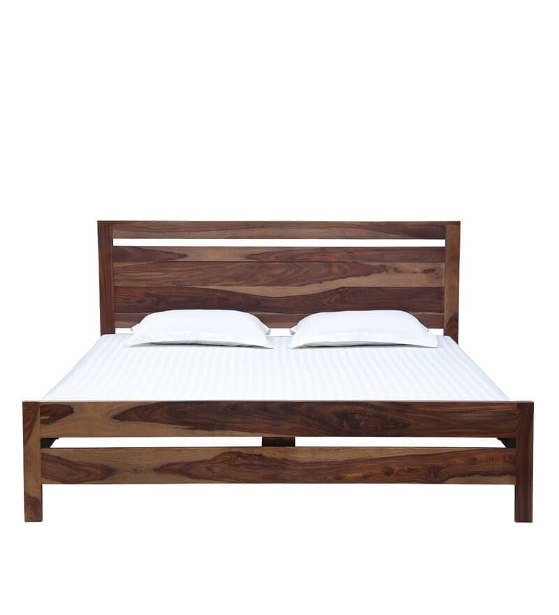 Image of SANKAT MOCHAN Industries Solid SHEESHAM Honey Brown Wooden King Size Bed Double Bed Furniture for Bedroom Living Room (Honey Finish) Matters Size (6 * 6.5) (King (U.K. Standard))