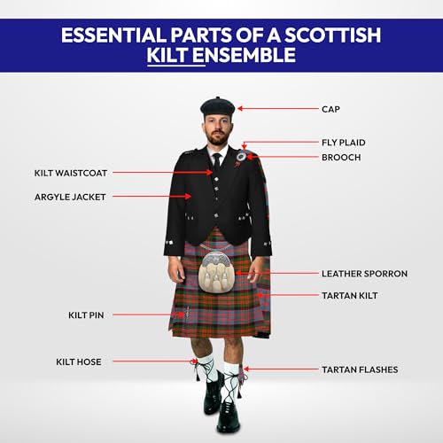 Image of 8 Yard Mens Kilt - Authentic Tartan Kilt for Men Highland Outfit for Weddings & Traditional Scottish Wear