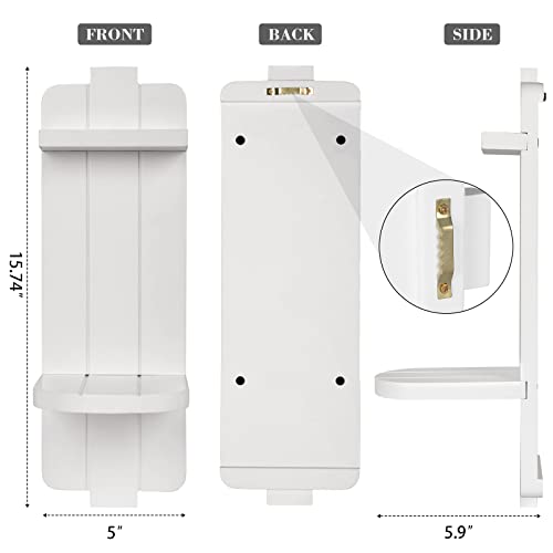 Rustic Wood Wall Sconces Set Of 2 - Farmhouse Floating Candle Holders For Home Decor, White Wall Shelf For Living Room, Dining Room, Bedroom, Bathroom #TOP1