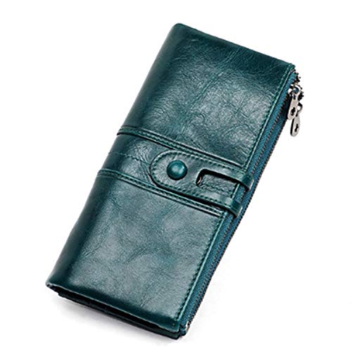 Portefeuille femme cuir véritable RFID bleu cartes de crédit