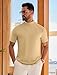 Vssjavun Men's Mock Turtleneck T Shirt Short Sleeve Soft Casual Pullover Top Mock Neck Solid Basic Undershirts Khaki