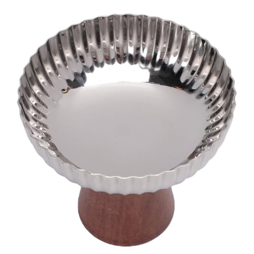 SUNGOOYUE Tazón de Postre para Servir de Acero Inoxidable Tazón de Helado de Acero Inoxidable con Base, Taza de Postre a Rayas para Natillas de Mousse de Sorbete, Metal de Grado Alimenticio 304 Apto