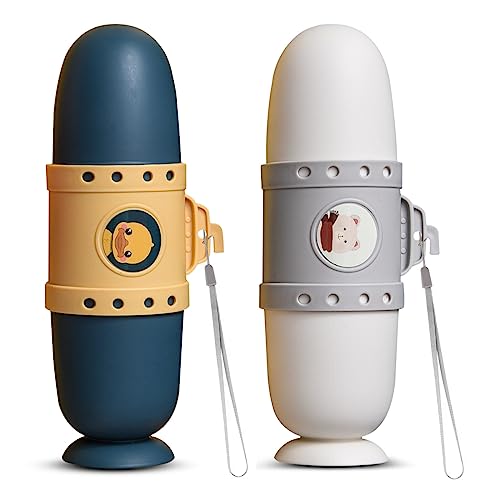 Jadin Estojo escova de dentes viagem para crianças 2 peças, caixa para guardar escova de dentes e massas, capa escova de dentes caneca de escova de dentes portátil de plástico para viagem casa
