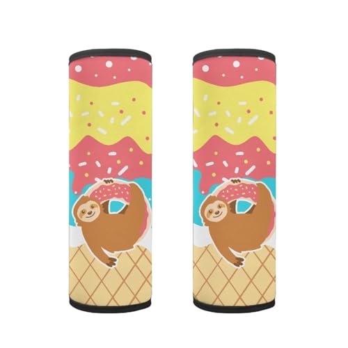 Biyejit 2 Pack Ice Cream Sloth Seat Belt Covers for Kids, Soft Seat Belt Cushion for Children, Anti-Slip Design Car Seat Belt Pads Cover for Girls and Boys Car Accessories