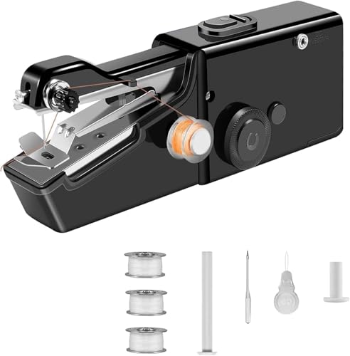 YwuLy Máquina de coser a mano, mini máquina de coser portátil, inalámbrica, eléctrica, con accesorios de costura para principiantes, adecuada para costura, para ropa, telas, cutains,viaje en el hogar YwuLy Máquina de coser a mano, mini máquina de coser portátil, inalámbrica, eléctrica, con accesorios de costura para principiantes, adecuada para costura, para ropa, telas, cutains,viaje en el hogar