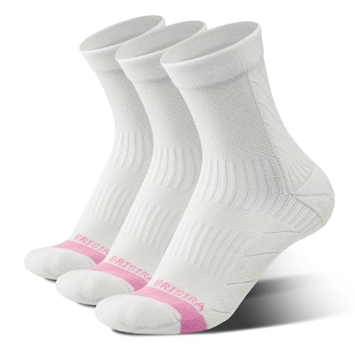 BRISIRA Coolmax Bamboo Viscose Running Compression Quarter Socks Women Moisture Wicking Anti Blister Athletic Ankle Cushion - Main Image