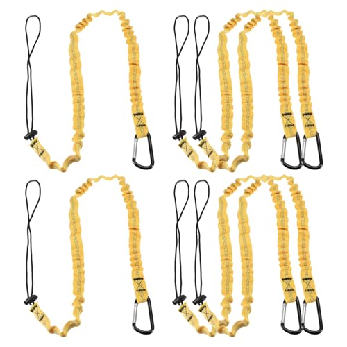 Image of MECCANIXITY Retractable Tool Lanyard 3.6ft with Single Aluminum Buckle and Adjustable Loop End, Maximum Weight Limit 10KG / 22lb, Safety Fall Protection Tools Leash, Yellow 6 Pack