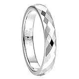 Greenpod 4MM Silver Tungsten Wedding Band for Women Faceted Edge Dome Polished Engagement Rings Size 8.5