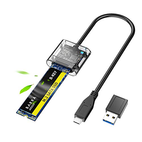 AOJUE M.2 NGFF to Type-C M.2 SSD Enclosure Adapter, External SSD Enclosure SATA Based M.2 2280/2260/2242/2230 SSD Hard Drive Enclosure Adapter (Doesn't Support NVME SSD) (Transparency)