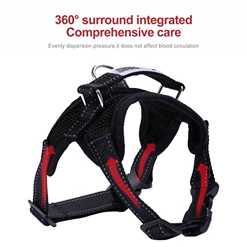 Dog Harness Comfort Soft Breathable Adjustable Mesh Pet Chest Strap Large Dog Harness Vest Collar Hand Strap (M, Black) - Image 4