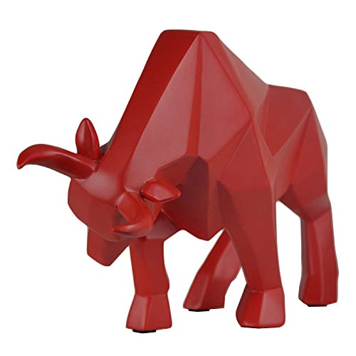Smrthmrt Abstract Geometric Sculptures Animals Statues,Collectible Figurines Home Office Tabletop Ornaments (Red Bull) #TOP1