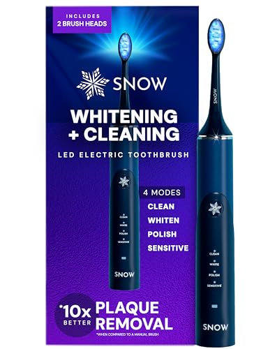 SNOW LED Whitening Electric Toothbrush | Dentist-Designed Electric Toothbrush for Adults | Sonic Technology LED Light Modes Timer Rechargeable Plaque Removal & Teeth Whitening Polar Blue Gen2
