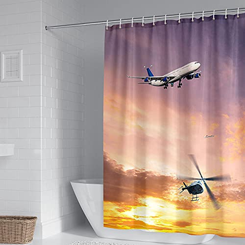 ZDDWLDL 4-Teilig Duschvorhang Set Mit Rutschfesten Teppichen Toilettendeckel Und Badematte Wasserdicht Farbfest Schimmel… – Bild 5