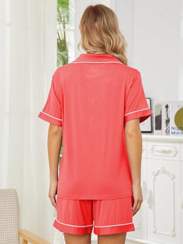 Image of Womens Pajama Sets Short Sleeve Sleepwear Soft Button Down Nightwear Lounge Pj Set XS-XXL