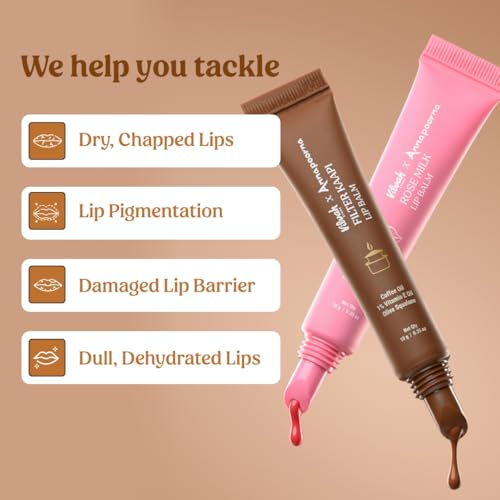 Image of Vilvah Tinted Lip Balm Combo | Annapoorna Filter Coffee & Rose Milk Natural Lip Balms | Hydrates Dry, Chapped & Pigmented Lips | Adds Pink & Brown Tint | Lightens Dark Lips | 10g Each