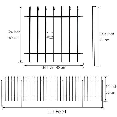 Thealyn Metal Garden Fence 24 inch H x 24 inch W (5 Panels, Total Length 10 feet) Decorative Fence No Dig Border Fence Landscape Fencing for Dog, Flower Bed, Yard, Animal Barrier by Thealyn - Image 6