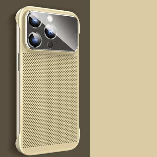Coque iPhone 15 Pro Max sans monture protège-objectif en verre trempé couleur or