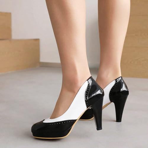 Gicoiz Patent High Heels Women Closed Toe Platform Bow Pumps4