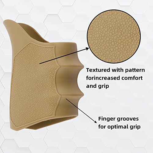 Aggxpf Rubber Grip Glove Sleeve, Slip-On Grip Compatible With Glock 19 23 32 38, Gen 3/4 (Tan) #TOP2