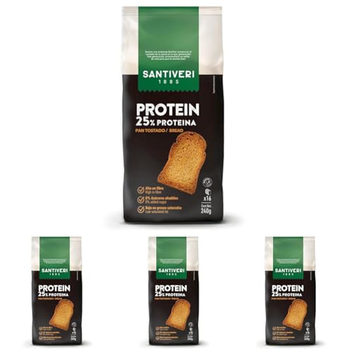 Santiveri - Pan Proteico Bajo en Carbohidratos, 25% de proteínas y alto Contenido en fibra, ideal para dieta low carb y keto, Bajo en Azúcares y Calorías, 8 gr de Proteina Por Racion, 365 gr
