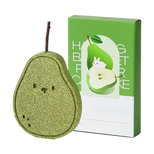 Natural Timothy Hay Pear Chew Toy, Rabbit Chews, Natural Teething Digestive Support Treats,Teething Toys for Rabbits, Guinea Pigs, Hamsters, Chinchillas, 10x17cm Teething Toy with Odor Control