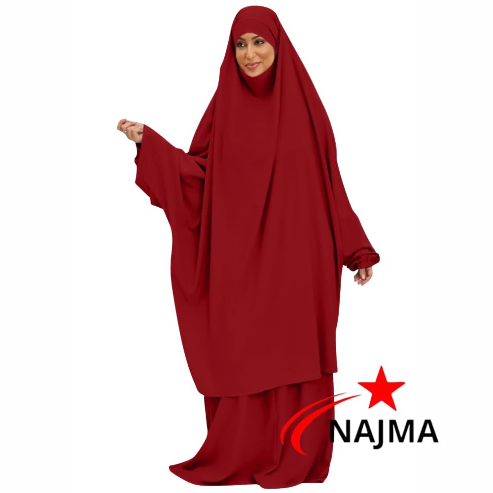 Jilbeb Femme Grande Taille 2 Pièces – Cape + Jupe Ample – Tissu Jazz Léger et Fluide – Tenue Modeste Islamique – Confort et Élégance au Quotidien,Hejj,Omra