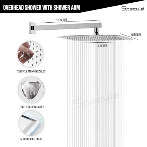 Image of Donald Series, Pure Brass Wall Mixer For Bathroom | 3 in 1 with 6x6 Inches Overhead Shower Set | Multi Flow Hand Shower Set with Hand Shower Pipe | Wall Mixture (Chrome)