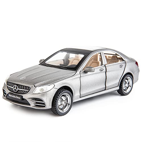 Bdtctk Compatible For Benz C260L 1:32 Model Car, Diecast Zinc Alloy Pull Back Toy Car With Sound And Light For Kids Boys Girls Grey #TOP14