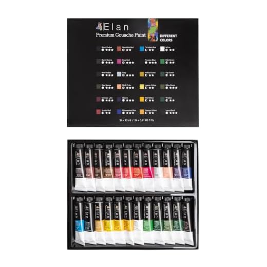 Elan Professional Gouache Paint Set, 24 Rich Colors Gouache Paint Tubes 0.4fl oz, Mini Tubes for Canvas & Crafts, Art Paints for Adults