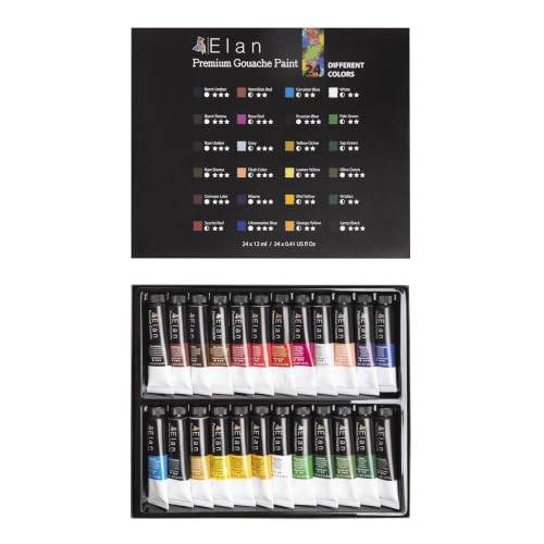 Elan Professional Gouache Paint Set (24 Colors)