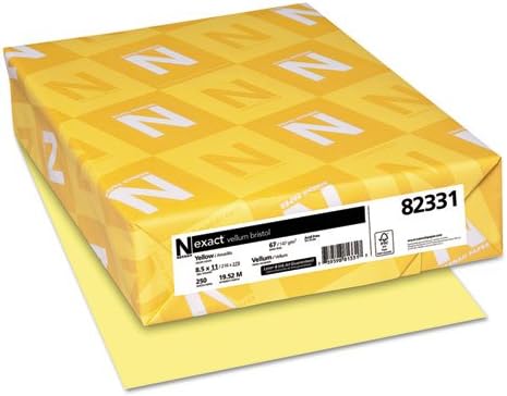 Neenah Paper 82331 Exact Vellum Bristol Cover Stock, 67Lb, 8 1/2 X 11, Yellow, 250 Sheets