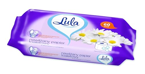 LULA Sanftes Feuchtes Toilettenpapier, Hygienepapier Mit Kamillenextrakt, 60 Stk., Wc Papier Weißes Papier